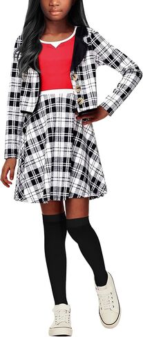 Remimi Halloween Plaid Printed ONE Piece Dress Girls Long Sleeve Knee Dresses 3-14 Years in Saudi Arabia