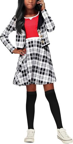 Remimi Halloween Plaid Printed ONE Piece Dress Girls Long Sleeve Knee Dresses 3-14 Years in Saudi Arabia