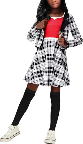 Remimi Halloween Plaid Printed ONE Piece Dress Girls Long Sleeve Knee Dresses 3-14 Years in Saudi Arabia