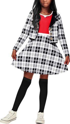 Remimi Halloween Plaid Printed ONE Piece Dress Girls Long Sleeve Knee Dresses 3-14 Years in Saudi Arabia