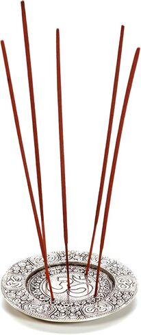 Hosley Tibetan Style Aluminum Incense Sticks Burner for Aromatherapy and Home Ambiance Aged Silver Finish 4.5" Diameter in Kuwait