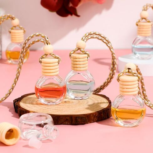 Inbagi 100 Pcs 10ml Car Hanging Perfume Bottle Car Air Freshener Empty Glass Diffuser Bottles Hanging Fragrance Perfume Pendant Refillable Aromatherapy Essential Oils Bottle Auto Ornaments Decor in Saudi Arabia