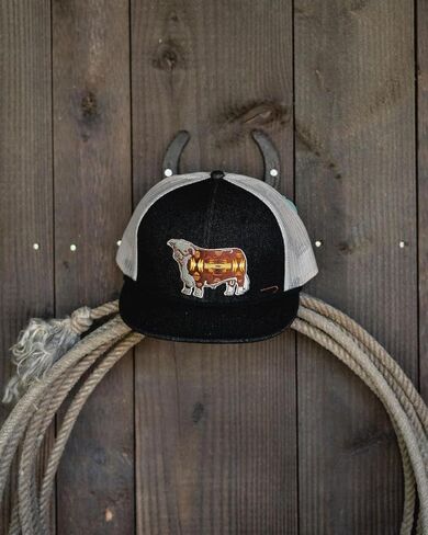 قبعة Lazy J Ranch Apache Hereford Bull Classic Trucker Rope - قبعات ريفية للجنسين قابلة للتعديل in Kuwait