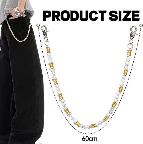 PINKPIN Thorn Bead Pants سلسلة جينز إكسسوار مع مشبك جراد البحر، سلاسل خصر بوهو بانك للجنسين للرجال والنساء in Saudi Arabia