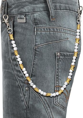 PINKPIN Thorn Bead Pants سلسلة جينز إكسسوار مع مشبك جراد البحر، سلاسل خصر بوهو بانك للجنسين للرجال والنساء in Saudi Arabia