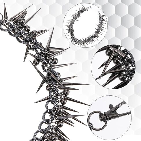 Rivet Layered Pants Chain, Punk Gothic Spike Jean Belt Trousers Chains, Pants Chain Accessory for Wallets and Keys, Gothic Unisex Belt Accessory, Cool Stylish Hip Hop Rock Goth Body Accessories in Saudi Arabia