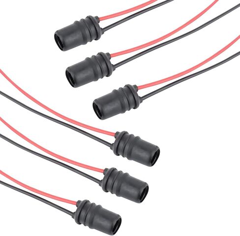 ijuicy 6 PCS Car 194 Bulb Socket, T10 Socket Pre-Wired Connector with Extension Pigtail Wiring Harness, Universal Light Bulb Socket for Car Dashboard Lights, Fog Lights, License Plate Lights (Round) in Saudi Arabia