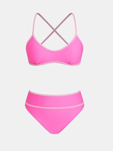 CUPSHE Women's Bikini Sets Two Piece Swimsuit High Waisted Crisscross Tie Back Scoop Neck Adjustable Straps in Saudi Arabia