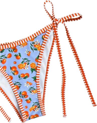 SweatyRocks Women's 2 Piece Triangle Halter Bikini Sets Fruit Stripe Swimwear Cutout Cheeky Bikini Sets in Saudi Arabia