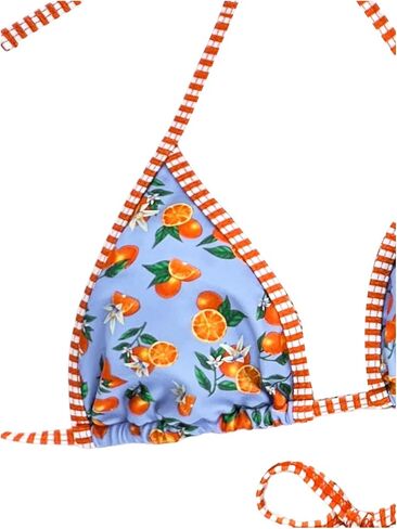 SweatyRocks Women's 2 Piece Triangle Halter Bikini Sets Fruit Stripe Swimwear Cutout Cheeky Bikini Sets in Saudi Arabia