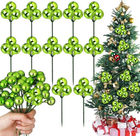 Syhood 12 Set 7.9 Inch Christmas Ball Ornaments on Wired Picks Shatterproof Xmas Ball Picks for Christmas Tree Vase Wreath Stairs Garland Decoration Supplies(Red,Green,Gold,Plastic) in Saudi Arabia