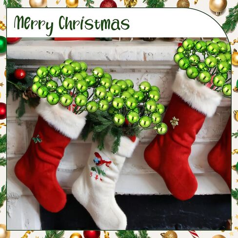 Syhood 12 Set 7.9 Inch Christmas Ball Ornaments on Wired Picks Shatterproof Xmas Ball Picks for Christmas Tree Vase Wreath Stairs Garland Decoration Supplies(Red,Green,Gold,Plastic) in Saudi Arabia