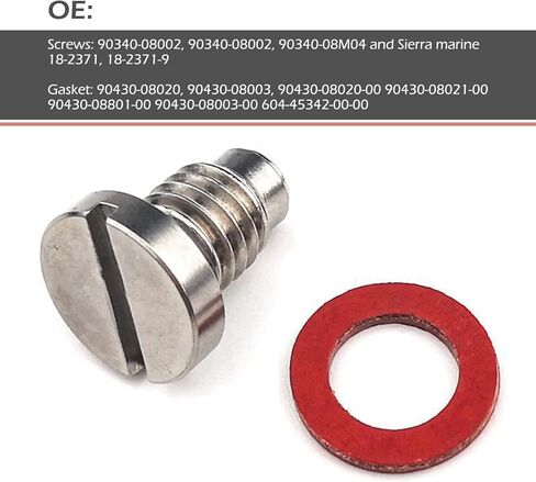 Shakas Oil Drain Plug, M8 x 1.25 Boat Outboard Oil Drain Screw, 90430-08020 90430-08003 90430-08801-00 Lower Gearbox Drain Washer, Compatible with Yamaha 4 Stroke Outboard Engines (Silver) in Saudi Arabia