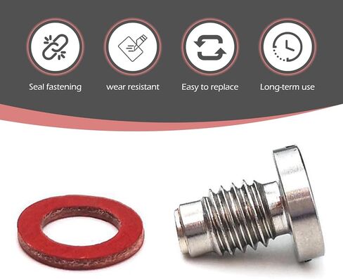 Shakas Oil Drain Plug, M8 x 1.25 Boat Outboard Oil Drain Screw, 90430-08020 90430-08003 90430-08801-00 Lower Gearbox Drain Washer, Compatible with Yamaha 4 Stroke Outboard Engines (Silver) in Saudi Arabia