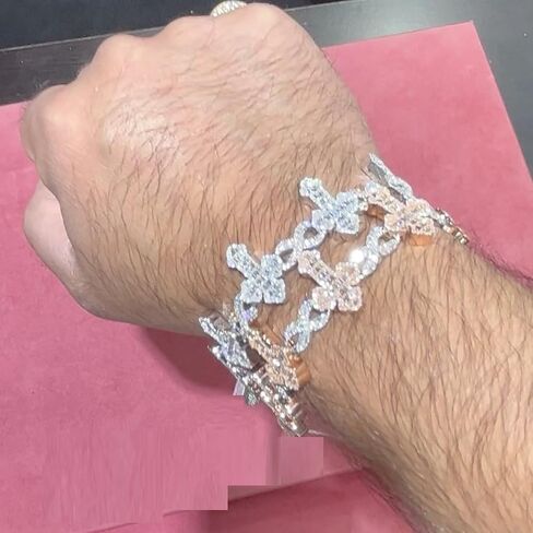 الهيب هوب الرجال المجوهرات اثنين من لهجة الذهب اللون مايكرو معبد 5A إثارة تشيكوسلوفاكيا مثلج خارج بلينغ إنفينيتي الصليب سحر سوار in Saudi Arabia