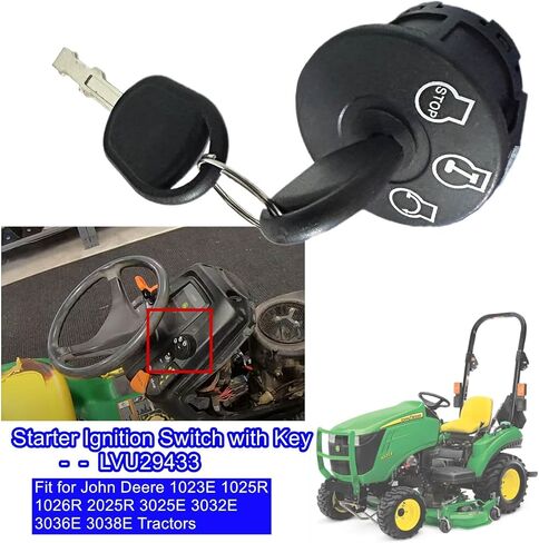 مفتاح إشعال للمبتدئين مع مفتاح LVU29433 مناسب لجرارات John Deere 1023E 1025R 1026R 2025R 3025E 3032E 3036E 3038E، مفتاح تشغيل الإشعال in Saudi Arabia