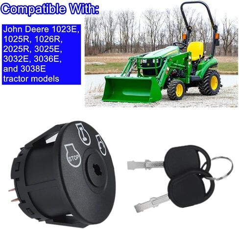 مفتاح إشعال للمبتدئين مع مفتاح LVU29433 مناسب لجرارات John Deere 1023E 1025R 1026R 2025R 3025E 3032E 3036E 3038E، مفتاح تشغيل الإشعال in Saudi Arabia