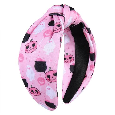 Halloween Headband Decorations for Women Pink Pumpkin Ghost Skull Print Knotted Headband Halloween Headwear Hair Accessories(Hocus Pocus) in Kuwait