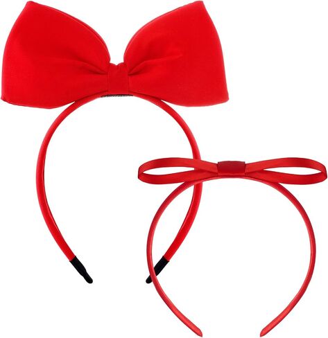 2Pcs Big Red Bow Headband Women Girls Cute Princess Hair Accessories for Halloween Costume Christmas Party in Saudi Arabia