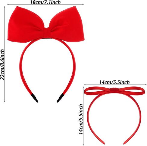 2Pcs Big Red Bow Headband Women Girls Cute Princess Hair Accessories for Halloween Costume Christmas Party in Saudi Arabia