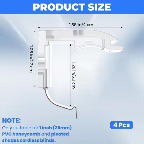 4 Pack Mounting Bracket with Metal Clip, Cordless Shade Bracket Mini Blind Brackets Hidden Window Blind Clips for Cordless Pleated Shades in Saudi Arabia