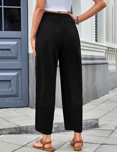 IDEALSANXUN Cotton Linen Pants Women Spring Summer Elastic High Waisted Wide Leg Lounge Flowy Palazzo Trousers with Pockets in Saudi Arabia