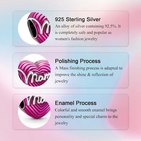 Love Heart Dangle Charm, 925 Sterling Silver Jewelry for Bracelets and Necklaces, Birthday Gift for Women in Saudi Arabia