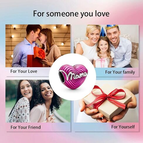 Love Heart Dangle Charm, 925 Sterling Silver Jewelry for Bracelets and Necklaces, Birthday Gift for Women in Saudi Arabia