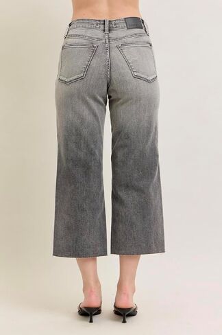 Judy Blue Vintage Gray Wash High Rise Wide Crop Jeans - Ivory Gem in Saudi Arabia