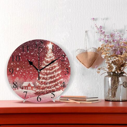ساعة حائط بأوراق القيقب الخريفية صامتة غير موقوتة ديكورات ريفية للخريف وغرفة المطبخ والحمام وغرفة النوم وساعات دائرية 10 بوصة تعمل بالبطارية كوارتز تناظرية ساعة مكتب هادئة in Kuwait