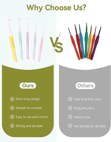 Aeelike 5 PCS Large Crochet Hooks Set, Big Ergonomic Crochet Hooks, Multicolor Acrylic Crochet Hooks with Number Size L/8mm, N/10mm, 12mm, P/15mm, 20mm in Kuwait