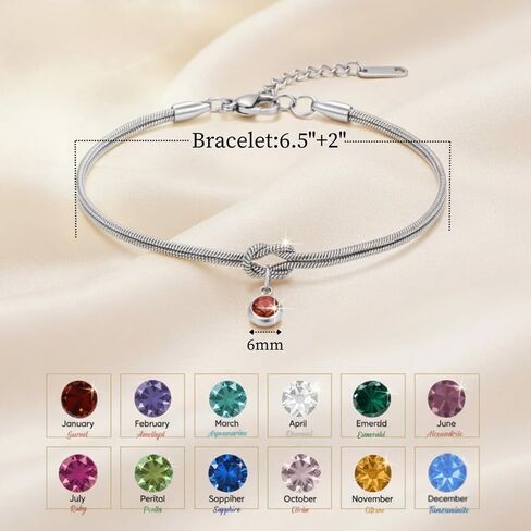 Gold Birthstone Bracelets for Women- Dainty Love Knot Snake Chain Bracelet Stack Adjustable, Trendy Personalized Friendship Birthday Christmas Jewelry Gifts for Mom Daughter Sister Friend in Saudi Arabia