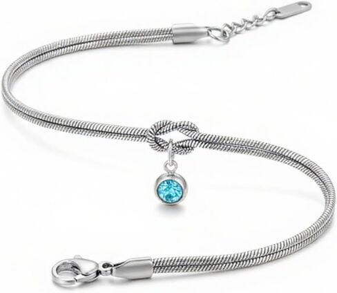 Gold Birthstone Bracelets for Women- Dainty Love Knot Snake Chain Bracelet Stack Adjustable, Trendy Personalized Friendship Birthday Christmas Jewelry Gifts for Mom Daughter Sister Friend in Saudi Arabia