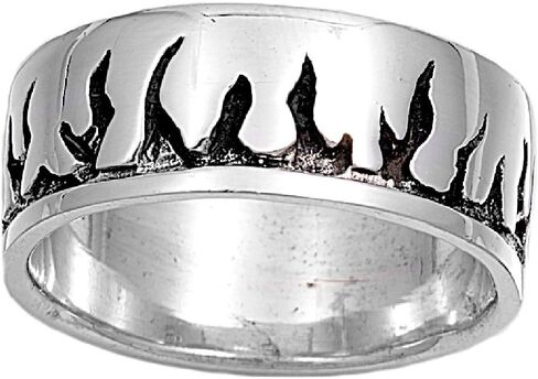 CloseoutWarehouse 925 Sterling Silver Black Flames Ring in Saudi Arabia