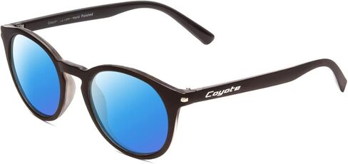 النظارات الشمسية المستقطبة Coyote Crosstown Designer باللون الأسود غير اللامع والرمادي والأزرق المرآة in Kuwait