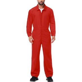 Men's Halloween Long Sleeve Zipper Jumpsuit Mechanic Work Costume Solid Color Coveralls in Kuwait
