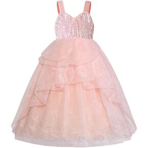 Girls Pink Bubble Tulle Dress Princess Sequins Mesh Outfits Halloween Slip Dresses in Kuwait