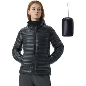 سترة Fitouch Skyline Puff Hoody النسائية القابلة للتعبئة من ريش الإوز، 700+ PF معطف طبقة أساسية منتفخة خفيف الوزن للغاية in Kuwait