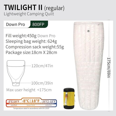 Twilight Series 10D 800FP Down Sleeping Bag Ultralight Outdoor Camping Hiking Sleeping Bag for Backpacking in Saudi Arabia