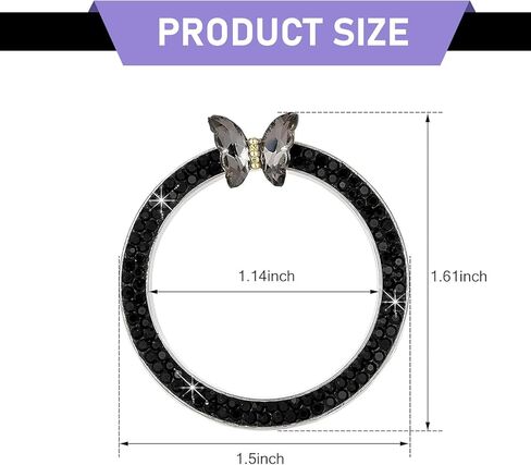 Bling Push Start Button Cover, Sparkling Butterfly Ring Emblem Car Accessories, Girly Car Engine Start Button Cover, Key Ignition Knob Decoration with Rhinestones for Women (Pink)​ in Kuwait