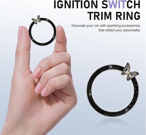 Bling Push Start Button Cover, Sparkling Butterfly Ring Emblem Car Accessories, Girly Car Engine Start Button Cover, Key Ignition Knob Decoration with Rhinestones for Women (Pink)​ in Kuwait