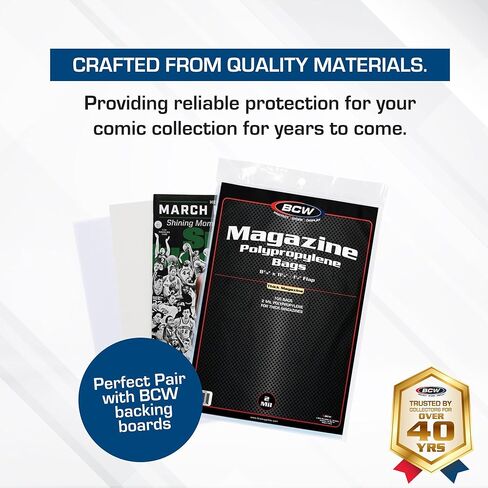 BCW Thick Magazine Bags - 5 Pack of 500 | Acid-Free, Clear Polypropylene Sleeves for Archival-Quality Storage of Collectible Magazines | Protect and Showcase Your Valuable Comic Book Collection in Saudi Arabia