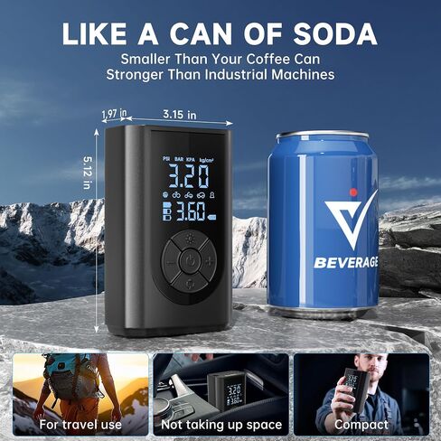 Tire Inflator Portable Air Compressor, 150 PSI Air Pump for Car Tires with Digital Pressure Gauge, LED Light and Auto Shut-Off Function, Portable Air Inflator for Car/Motorcycle/Bike/Balls and More in Saudi Arabia
