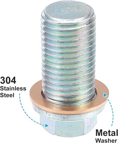 X AUTOHAUX M14x1.5 الصلب زيت المحرك قابس التصريف المسمار مع حلقة الختم لمرسيدس بنز ل دودج كارافان ل جيب كومباس فضية اللون in Saudi Arabia