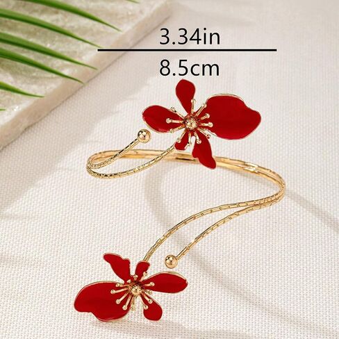 Chunky Gold Bracelet Flower Cuff Bracelets for Women 3D Flower Desigh Bracelet for Women Trendy in Saudi Arabia