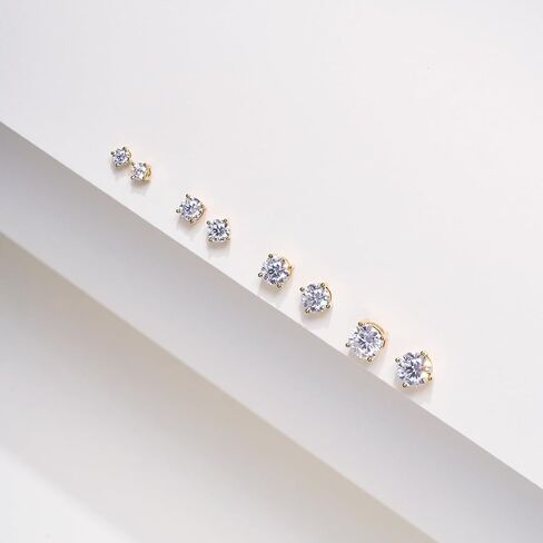 EPI 14K Solid Gold Moissanite Studs Earrings for Women Men, Hypoallergenic, 0.2-1.6ct Lab Created Solitaire Moissanite Jewelry Gift Set in Kuwait