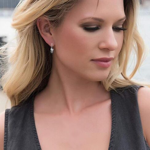 Jewelili Sterling Silver 1/4 Cttw Natural Black and White Round Diamonds Dangle Earrings in Saudi Arabia