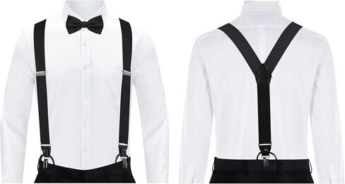 Jacob Alexander 3 Piece Set Solid Color Men's Suspenders Pre-Tied Banded Bow Tie and Pocket Square in Kuwait