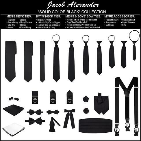 Jacob Alexander 3 Piece Set Solid Color Men's Suspenders Pre-Tied Banded Bow Tie and Pocket Square in Kuwait