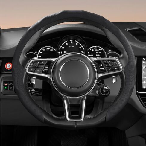 Universal 15 Inch Premium Nappa Leather Steering Wheel Cover - Non-Slip, Soft Comfortable Grip, Easy Install for Most Cars (Off-White) in Kuwait